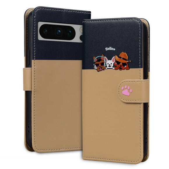 Compatible with Google Pixel 8 Pro Cute Animals Pattern Wallet Case with Card Slots Flip Cover