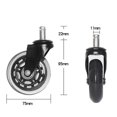 thumbnail image 5 of 5pcs Office Chair Wheels - Replacement Rubber Wheels - Universal Fit 3 Inch Chair Casters, Heavy-duty Chair Wheels, Noise Free, Fits 98% Chair, For Al, 5 of 5