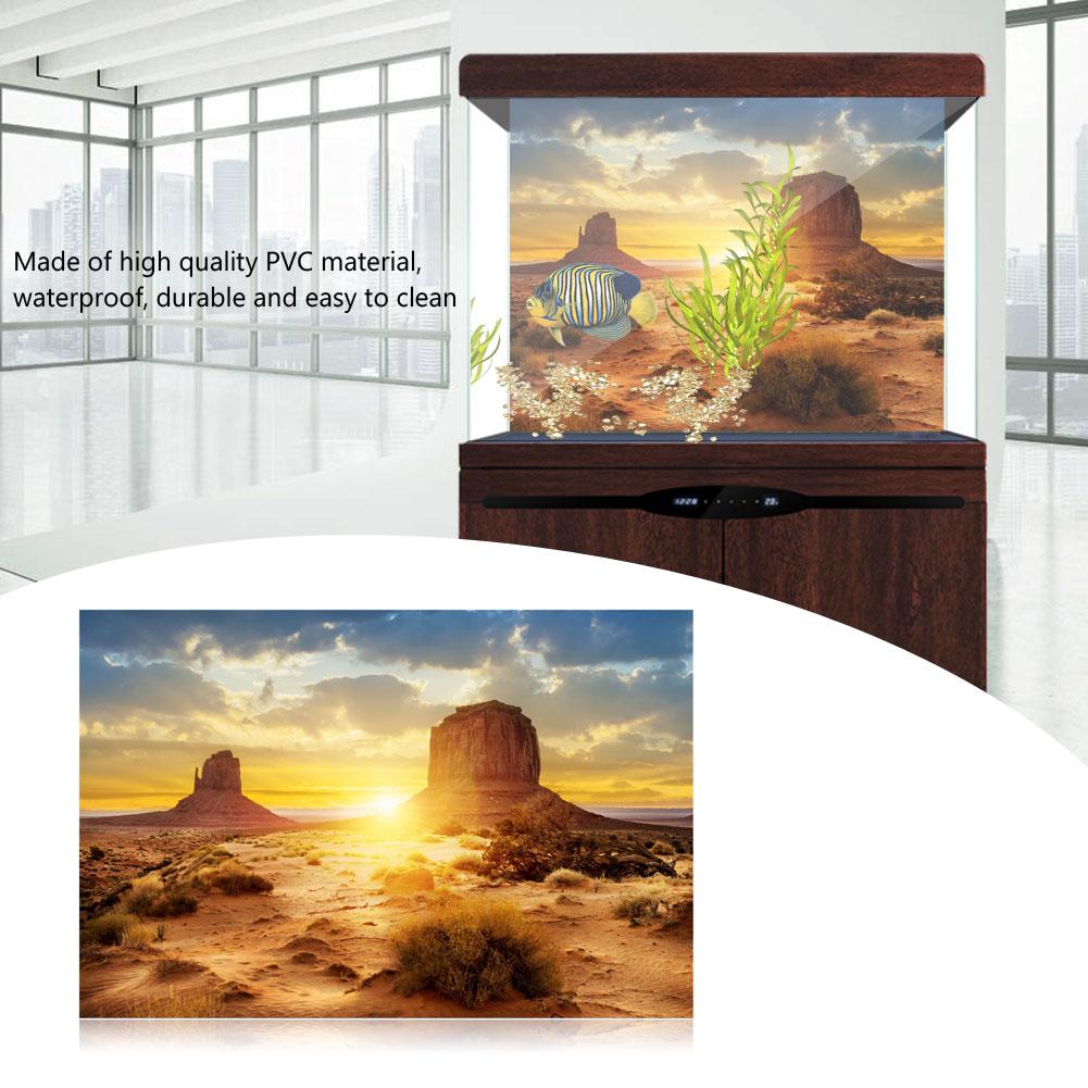 LYUMO Sun and Desert Style Aquarium Fish Tank Background Poster PVC
