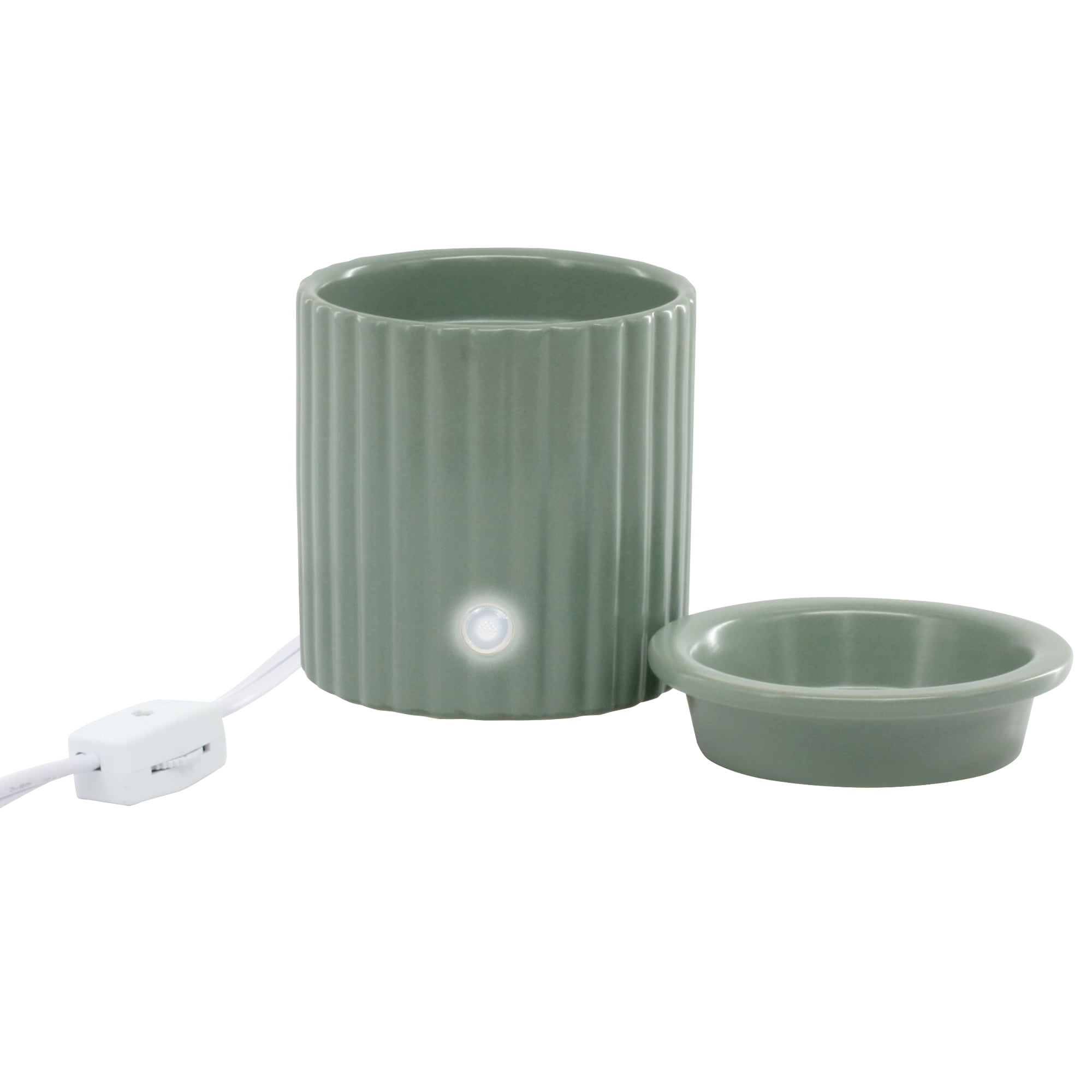 (2 pack) Mainstays Electric Ribbed Green Ceramic Wax Warmer, Single Pack