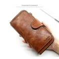 thumbnail image 3 of Women's Leather Wallet Three-fold Vintage Wallet Girl's Money Bag Vintage Oil Wax Leather Buckle Women's Long Wallet Phone Bag Multi-card Coin Purse Clutch - Mother's Day Valentine's Day Gift, 3 of 9