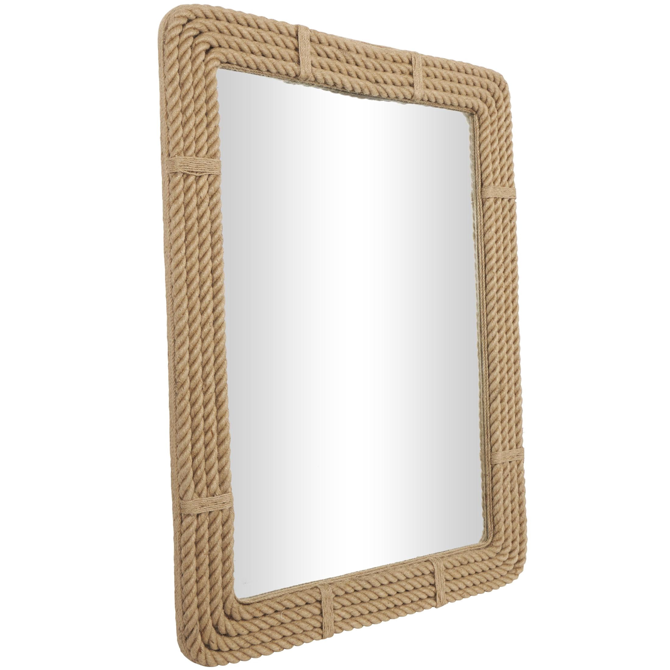 DecMode 36" x 48" Brown Handmade Woven Wall Mirror
