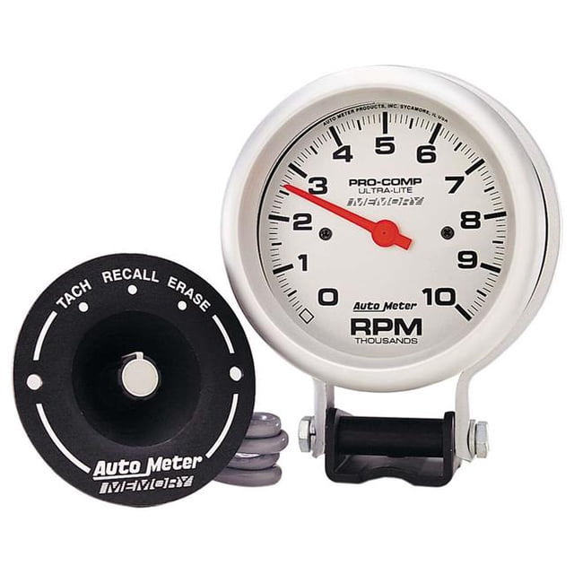 Auto Meter 6604 Tachymètre Ultra-Léger de 3,75 Po&44; Argent - 10000 Tr/min