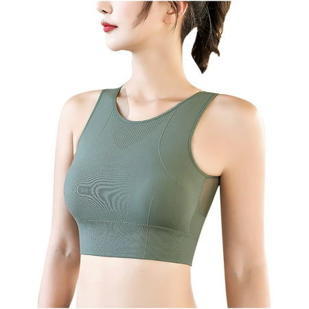 

COBKK Womens Cute Sports Bras Women Bra Quick Drying Fitness Yoga Running Sports Seamless Underwear Vest Womens Plus Size Sports Bras Dressy Casual Solid Color Sports Bras Army Green Size XXL