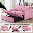 thumbnail image 4 of Anpport 3-in-1 Convertible Sleeper Sofa Bed, Pull-Out Loveseat Couch with Adjustable Back for Small Spaces, Velvet Fabric, 55", Pink, 4 of 6