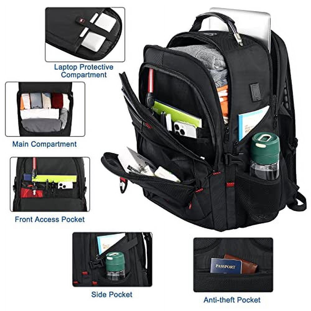 Z MGKISS 50L TSA Backpack Durable 17 Laptop Bag Waterproof School Bookbag USB Port Black Walmart