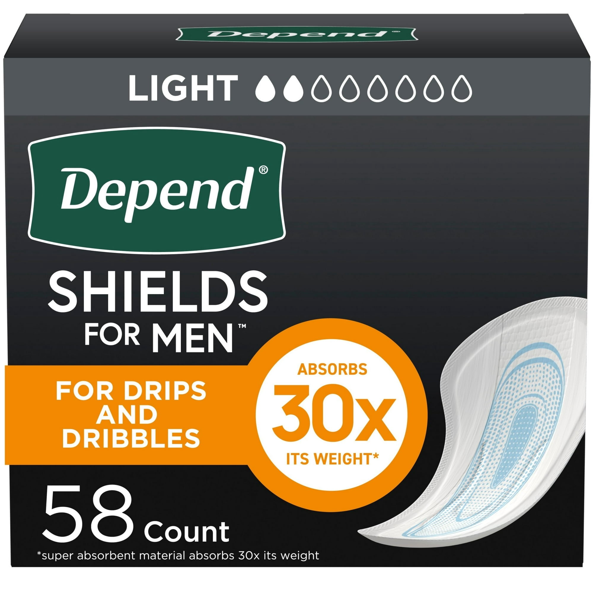 Depend Shields Incontinence Pads for Men, Light Absorbency, 116 Count
