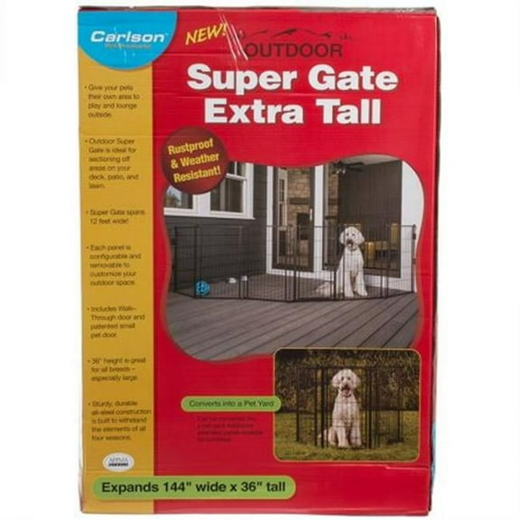 Carlson Pet Gates  144 x 36 in. Super Gate with Pet Door - Extra Tall