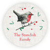 Personalized Holiday circular 1.75" Circular Seal Stickers - Robin Redbreast