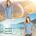 thumbnail image 4 of FEN AI Womens UPF 50+ Long Sleeve Button Down Shirts Quick Dry Fishing Hiking Gardening Shirts Blue, 4 of 8