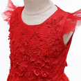 thumbnail image 5 of IBTOM CASTLE Flower Little Big Girls Maxi Dress Bridesmaid Wedding Pageant Party Princess Communion Floral Boho Vintage Lace Dance Gown 6-7 Years Red, 5 of 8