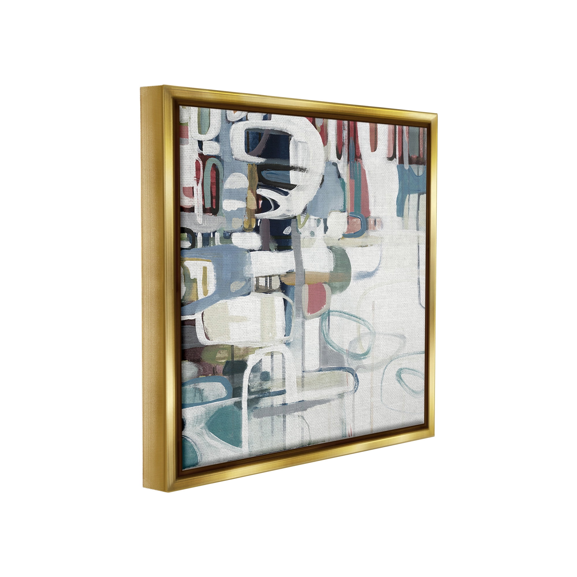 Stupell Industries Asymmetrical Abstract Forms Abstract Painting Gold Floater Framed Canvas Art Print Wall Art, 25 x 25