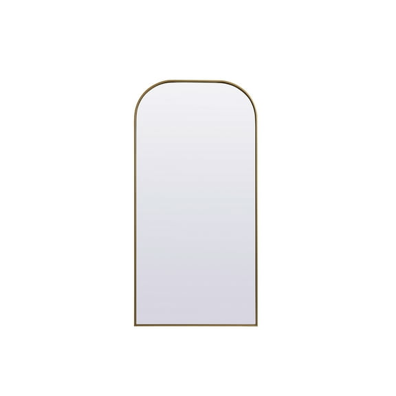 Elegant Decor Metal Frame Arch Full Length Mirror 32X66 Inch In Brass