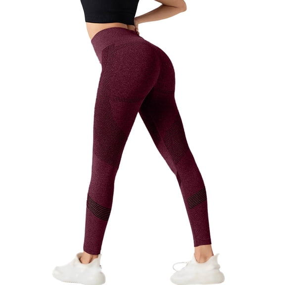 Resivox Women's High Waisted Seamless Yoga Pants - Sculpting Hip-Lifting Leggings, Soft Stretchy Fabric for Yoga, Pilates & Lounge Wear, Flattering Fit Wine L