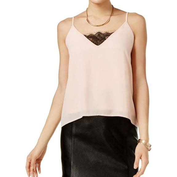 Lily Black Womens Lace Pullover Blouse, Pink, Large