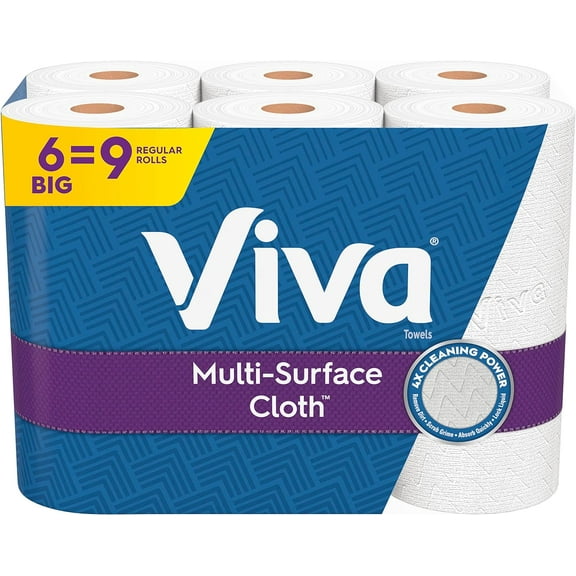Viva Multi-Surface Cloth Paper Towels, Choose-A-Sheet - 6 Big Rolls = 9 Regular Rolls (83 Sheets Per Roll)