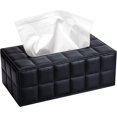 thumbnail image 1 of Rectangular Tissue Box Tissue Dispensers PU Leather Tissue Dispenser for Home Office and Car Decor,Black, 1 of 5