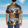 thumbnail image 4 of Balery Countryside Flower Cow Camisas hawaianas de manga corta para hombre, camisas playeras de corte holgado, camisas de vacaciones con botones,Small, 4 of 7