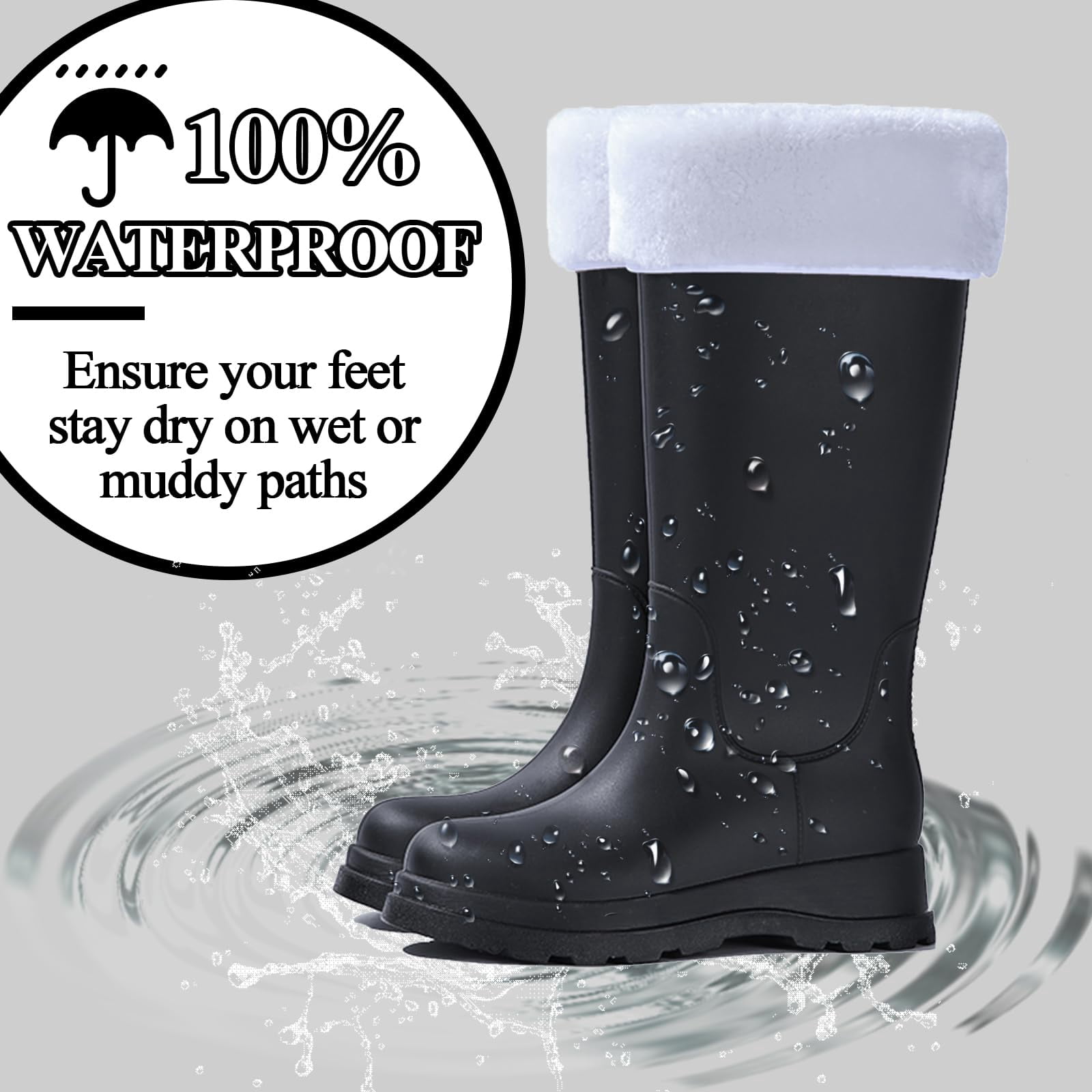AUXDIQ Rain Shoes Women Mid-calf Boots Waterproof Rain Boots Outdoor Garden Shoes