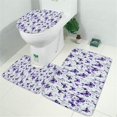 thumbnail image 2 of White Purple Butterfly Plant Pattern Bathroom Rugs Sets 3 Piece,Toilet Cover Set,Absorbent Non Slip Bathroom Mats Sets with U-Shaped Contour Rug Toilet Rug Set, 2 of 5