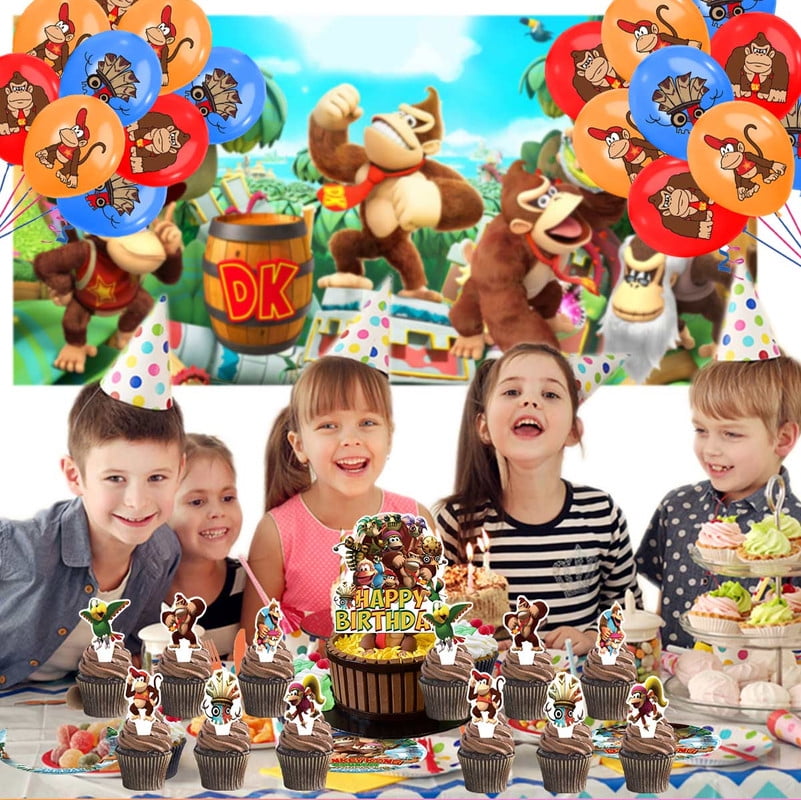 Donkey Kong Country Party Supplies Latex Balloons Decor Banner Backdrop Kit Birthday Decorations