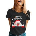 thumbnail image 2 of Merry Christmas Tshirts Women Short Sleeve Casual Crewneck Cute Santa Claus Graphic Tees Holiday Party Tops, 2 of 5