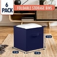 thumbnail image 5 of Ornavo Home Foldable Collapsible Storage Box Bins Shelf Basket Cube Organizer With Dual Handles - Set of 6 - 13 x 13 x 13 - Navy Blue, 5 of 6