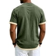 thumbnail image 4 of Sewkxo Men's Linen Shirts Short Sleeve Casual Shirts Button Down Shirt for Men Beach Summer Shirt,Army Green M, 4 of 8