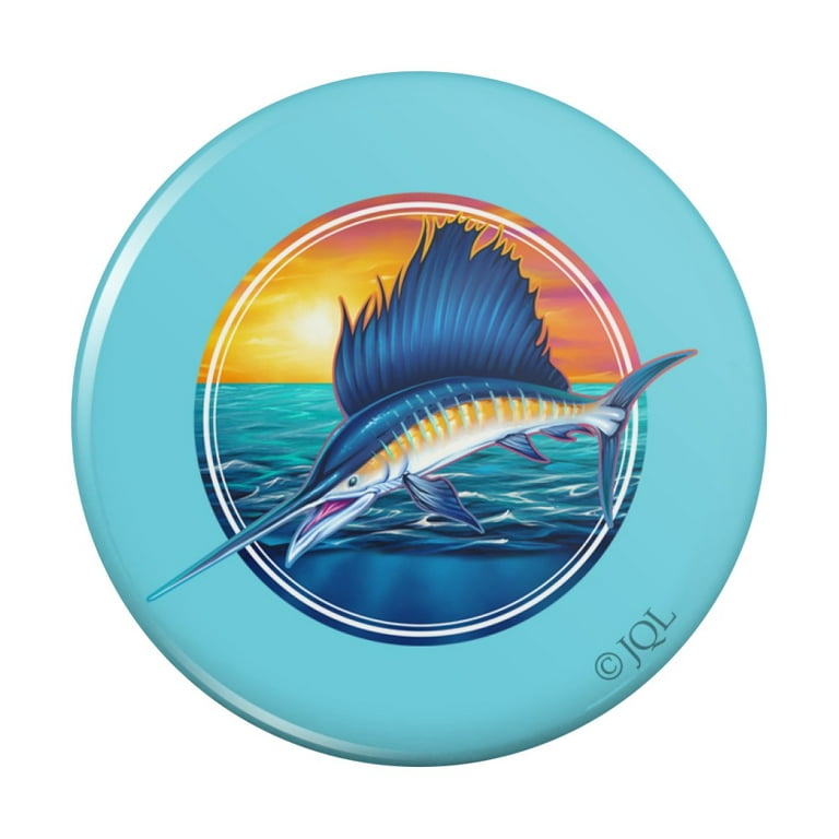 Sailfish Billfish Fishing Deep Sea Sport Pinback Button Pin 