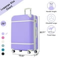 thumbnail image 2 of 28-Inch Vintage Luggage with Secure Lock, Expandable Luggage Travel Suitcase with Silent Spinner Wheels, Leather Belt Design, Purple, 2 of 8