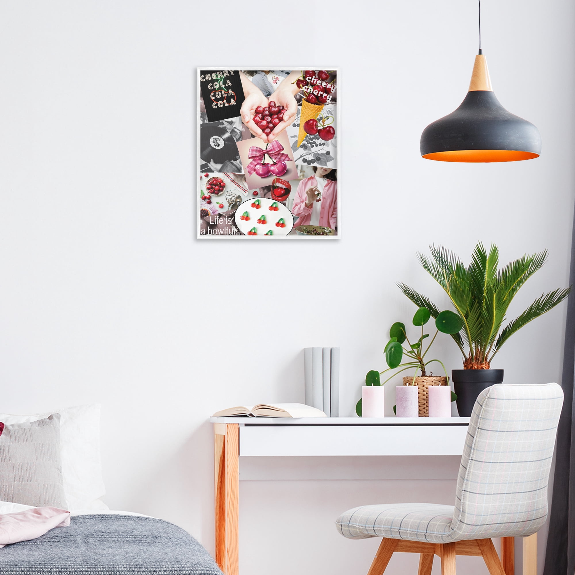 Stupell Industries Retro Cherry Mood Board White Framed Giclee Art, design by Grotto Studios