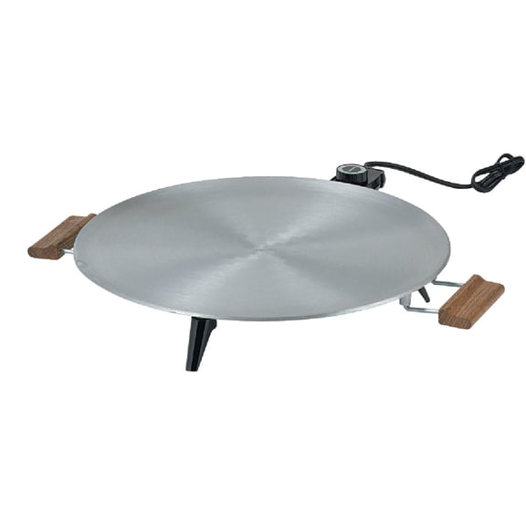 Bethany Housewares Heritage Griddle - 1450 W, Satin Finish, Wood Handles - 16 In. Round