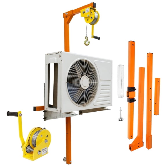 50FT Air Conditioner Lifting Tool, Truck Bed Crane, 400LBS Load 5.4*3.6*10in, High-Quality Steel Wire, Plug-in Winch, Two-Way Self-Locking for Lifting Tool for Air Conditioner Outside Installation