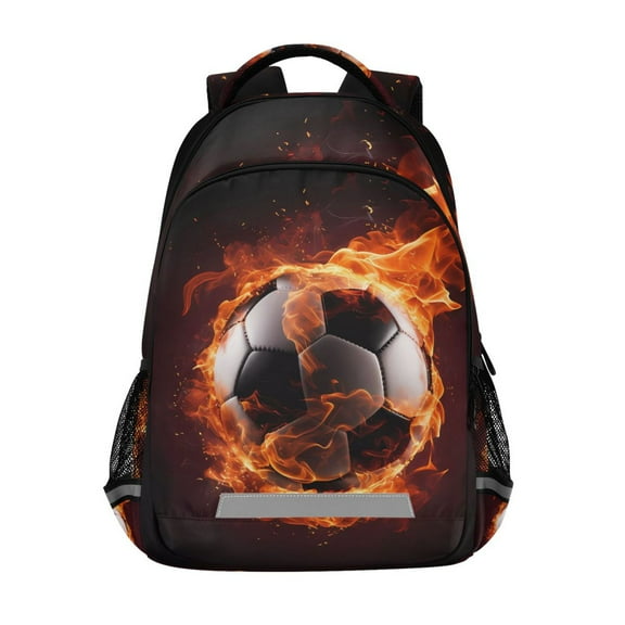 ALAZA Football in Fire Backpack Elementary School Bag Bookbag Travel Rucksack