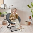 thumbnail image 2 of Adult saucer chair - oversized foldable faux fur lounge chair con gold metal frame, comfy seat para dormitorio, dorm o sala de estar (gray), 2 of 7