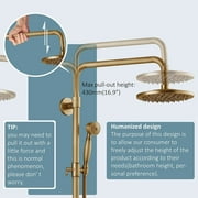 Antique Brass Bathroom Shower Faucet mixer set Rainfall Twin Head kit Tub Spout Exposed