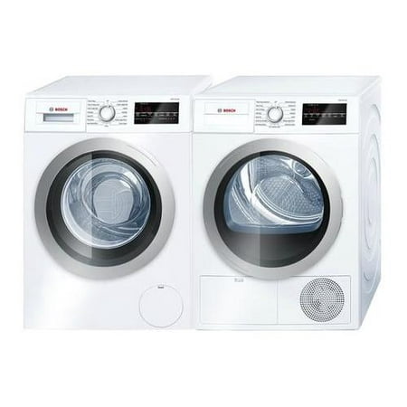 500 Series White Front Load Compact Laundry Pair with WAT28401UC 24 Washer and WTG86401UC 24 Electric Condensation