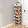 thumbnail image 2 of Vertical Shoes Rack,7 Tier Free Standing Shoe Rack,Skinny Shoe Rack Suit for Entryway,Corner,Small Spaces,Closet,Hallway,Storage Cabinet for Saving Space,Shoe Tower Tall and Stable,White and Orange, 2 of 7