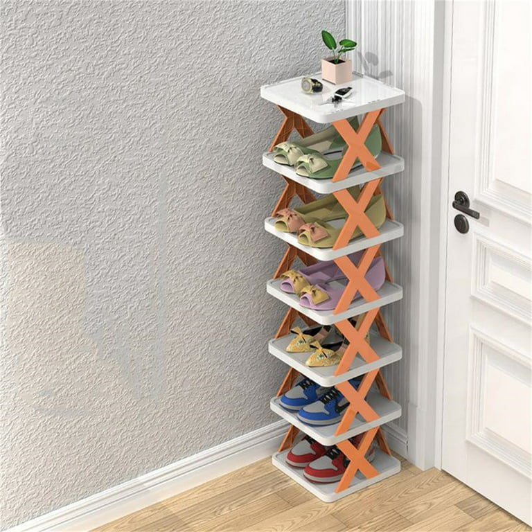 Hzuaneri Vertical Shoe Rack, 8 Tier Narrow Shoe Shelves, Wood Shoe  Organizer for Closet, Entryway, Shoe Tower for Small Spaces, Free Standing