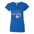 thumbnail image 2 of Wild Bobby, Be Your Own Kind of Beautiful Inspirational, Pop Culture, Women Standard V-Neck Tee, Royal, 2XL, 2 of 3
