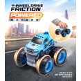 thumbnail image 4 of Team Power Monster Trucks Juguetes para niños y niñas Tracción en las 4 ruedas impulsado por fricción Paquete de 6 autos de juguete Push And Go con ruedas gigantes 360 Acrobacias locas Edad 3 4-7 y má, 4 of 5