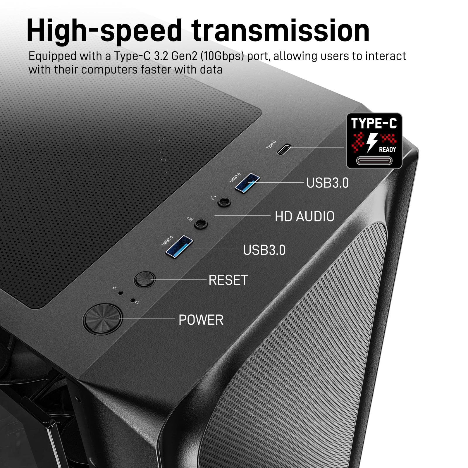 DARKROCK EC2 Black ATX Mid Tower PC Case – Type-C Ready, 40-Slot GPU Support, Tempered Glass Side Panel, 8 x 120mm Fan Mounts (1 Pre-Installed) & 360mm Radiator Compatibility