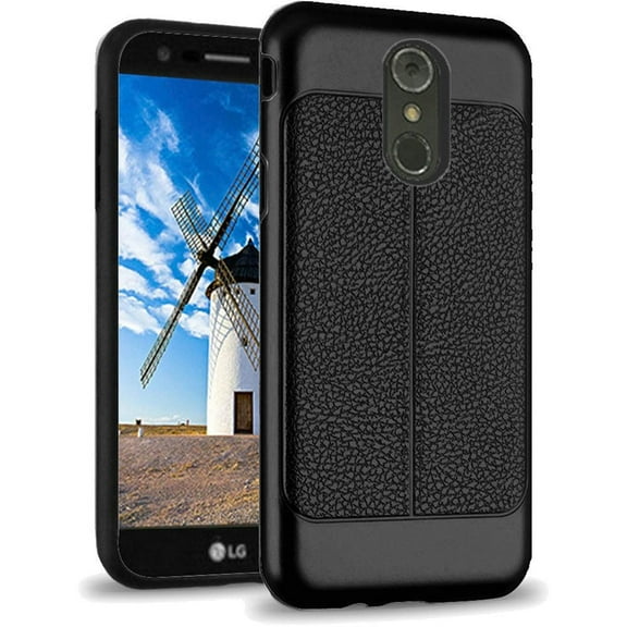 GSA Leather Stitch Design Hybrid Case for LG Stylo 4 (Black)