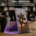 thumbnail image 4 of Wallet Case for Samsung Galaxy S23 Ultra, Vintage Retro PU Leather Soft Silicone Shockproof Magnetic Flip Folio Cover with Kickstand Card Slots Holder Wrist Strap Shockproof Case, Purple, 4 of 8