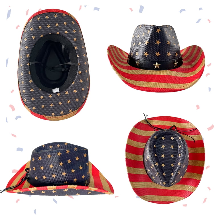 Unisex Straw Cowboy Hat, 4th of July Western Accessories for  display picture 3