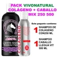 thumbnail image 1 of COLÁGENO + CABALLO MIX 250 500 VIVONATURAL. 1 Shampoo con Colágeno VIVONATURAL de 250 ml y 1 Shampoo Caballo LleguaVit VIVONATURAL DE 500 ml, 1 of 5