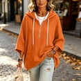 thumbnail image 6 of 3/4 Sleeve Hoodie Sweatshirts for Women, Oversized Half Zip Drawstring Casual Solid Color Loose Pullover Tops for Everyday Loungewear, 6 of 6