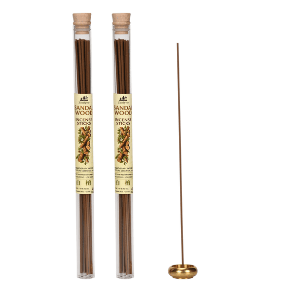 NOBRAND Woodsy Aroma Wood Pine Cone Incense Sticks with Leaf Incense Holder, Brown