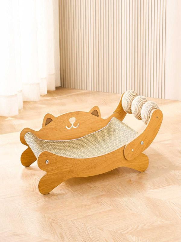 3 - in - 1 Cat Scratcher Bed with Natural Sisal, Large Indoor Cat Hammock & Scratching Post, Wooden Furniture for Scratching, Napping & Play, Toy - Included