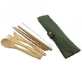 thumbnail image 3 of Vajilla de madera, palillo, cuchara, tenedor, cortador, juego de paja, vajilla de viaje, juego de bolsa de tela de almacenamiento 2 uds Monstrate JJ19583-03B×1+JJ19583-01B×1, 3 of 7